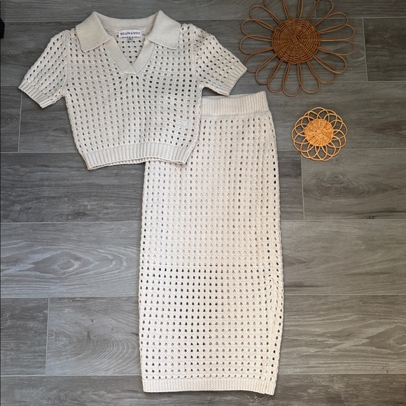Anthropologie Dresses & Skirts - Anthropologie Willow & Wind Cream Knit Two-Piece Set